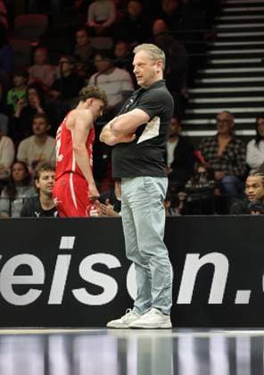18 01 2026 Basketball Season 2025 2026 2 Bundesliga Pro A 18 Matchday Nuremberg Falcons Basketball Club NBC Bayer Giants Leverkusen Sportfoto Zink DaMa xdaxmax Ralph Junge Coach Headcoach Nuremberg Falcons BC NBC pensive