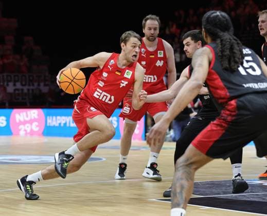 18 01 2026 Basketball Season 2025 2026 2 Bundesliga Pro A 18 Matchday Nuremberg Falcons Basketball Club NBC Bayer Giants Leverkusen Sportfoto Zink DaMa xdaxmax Christian Feneberg 7, Nuremberg Falcons BC NBC Luca Kahl 3, Bayer Giants Leverkusen