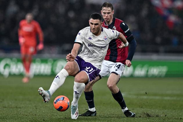 Mp Bologna 18 01 2026 - campionato di calcio Serie A Bologna-Fiorentina foto Matteo Papini Image nella foto: Roberto Piccoli-Torbjorn Heggem 