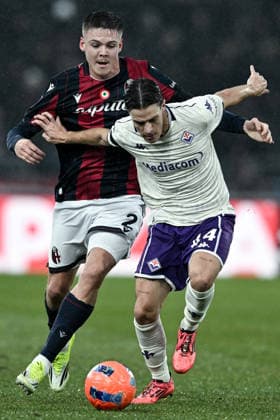 Mp Bologna 18 01 2026 - campionato di calcio Serie A Bologna-Fiorentina foto Matteo Papini Image nella foto: Emil Holm-Nicolo Fagioli 