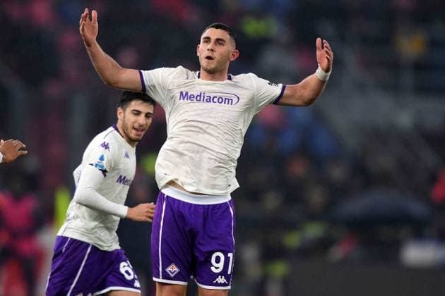 Foto IPP Giacomo Morini Bologna 18 01 2026 Campionato di calcio di serie A 2025 2026 Bologna Fc vs Acf Fiorentina. nella foto: Roberto Piccoli esulta dopo aver segnato il 2° gol. italy ITALY  Copyright: xR4924_italyphotopressx