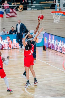 BB 1BL Women Syntainics MBC Lions Herner TC Khalis Cain GISA Lions MBC , Olivia Irene Olsen Herner TC during the 2025 2026 season in the DBBL Toyota Bundesliga Syntainics MBC Lions and Herner TC at the SWH Arena on January 18, 2026 in Halle Saale, Sachsen Anhalt, Germany