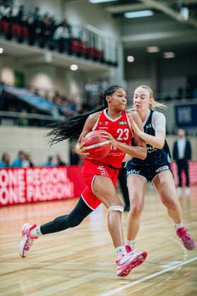 BB 1BL Women Syntainics MBC Lions Herner TC Makiyah Keshaye Allen Williams Herner TC during the 2025 2026 season in the DBBL Toyota Bundesliga Syntainics MBC Lions and Herner TC at the SWH Arena on January 18, 2026 in Halle Saale, Sachsen Anhalt, Germany
