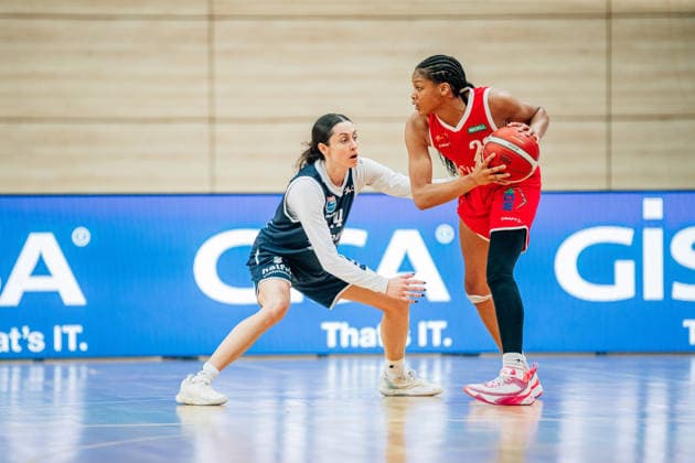 BB 1BL Women Syntainics MBC Lions Herner TC Katelyn Shumate GISA Lions MBC , Makiyah Keshaye Allen Williams Herner TC during the 2025 2026 season in the DBBL Toyota Bundesliga Syntainics MBC Lions and Herner TC at the SWH Arena on January 18, 2026 in Halle Saale, Sachsen Anhalt, Germany