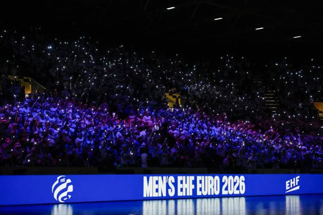 European Handball Championship, Montenegro - Faroe Islands Baerum 20260118. Supporters before the European Championship, EM, Europameisterschaft handball match between the Faroe Islands and Montenegro in Unity arena. Photo: Cornelius Poppe NTB Baerum Norway EDITORIAL USE ONLY. RESTRICTED USE FOR BETTING COMPANIES Ref:_SPOD47jQIUbySc.jpg *** European Handball Championship, Montenegro Faroe Islands Baerum 20260118 Supporters before the European Championship handball match between the Faroe Islands and Montenegro in Unity arena Photo Cornelius Poppe NTB Baerum Norway EDITORIAL USE ONLY RESTRICTED USE FOR BETTING COMPANIES  Copyright: xCorneliusxPoppex xNTBx