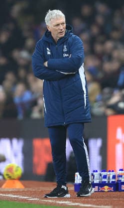 Birmingham, England, 18th January 2026. David Moyes manager of Everton during the Aston Villa vs Everton Premier League match at Villa Park, Birmingham. Picture credit should read: Jessica Hornby Sportimage EDITORIAL USE ONLY. No use with unauthorised audio, video, data, fixture lists, club league logos or live services. Online in-match use limited to 120 images, no video emulation. No use in betting, games or single club league player publications. SPI_033_JH_Villa_Everton SPI-4460-0033