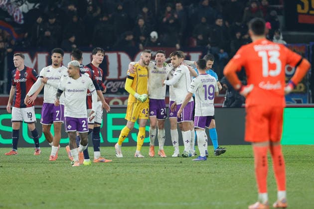 18th January 2026; Stadio Renato Dall Ara, Bologna, Italy, Serie A Football, Bologna versus Fiorentina; ACF Fiorentina s players celebrate their victory at the end of the match  EmanuelexPennacchio Content restricted for UK based newspaper
