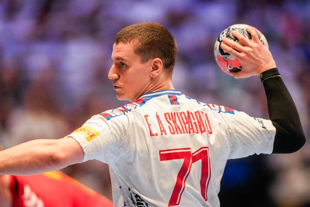 European Handball Championship, Montenegro Faroe Islands Baerum 20260118 Faroese Elias a Skipagotu during the European Championship handball match between the Faroe Islands and Montenegro in Unity arena Photo Cornelius Poppe NTB Baerum Norway EDITORIAL USE ONLY RESTRICTED USE FOR BETTING COMPANIES  Copyright: xCorneliusxPoppex xNTBx