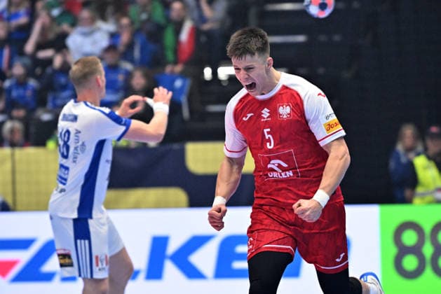 KRISTIANSTAD, SWEDEN 20260118 Poland s Michal Olejniczak celebrates a goal during the 2026 EHF European Men s Handball Championship the EHF Euro 2026 match between Poland and Iceland at Kristianstad Arena, in Kristianstad, Sweden, on January 18, 2026 KRISTIANSTAD SWEDEN x50090x  Copyright: xJohanxNilsson TTx EHF EURO 2026 POLAND-ICELAND