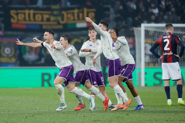 Foto IPP Emanuele Pennacchio Bologna 18 01 2026 Campionato Calcio Serie A 2025-2026 Bologna FC - ACF Fiorentina Nella foto Roberto Piccoli of ACF Fiorentina celebrates after scoring goal in the 48th minute for 0-2 italyphotopress world copyright Bologna italy Italia ITALY  Copyright: xR4924_italyphotopressx