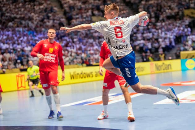 European Handball Championship, Montenegro Faroe Islands Baerum 20260118 Faroe Islands Leivur Mortensen during the European Championship handball match between the Faroe Islands and Montenegro in Unity Arena Photo Cornelius Poppe NTB Baerum Norway EDITORIAL USE ONLY RESTRICTED USE FOR BETTING COMPANIES  Copyright: xCorneliusxPoppex xNTBx