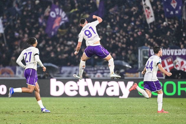 CALCIO - Serie A - Bologna FC vs ACF Fiorentina Roberto Piccoli (Acf Fiorentina) celebrating his goal during Bologna FC vs ACF Fiorentina, Italian soccer Serie A match in Bologna, Italy, January 18 2026 Bologna Italy  Copyright: xIPAxSport ABACAx