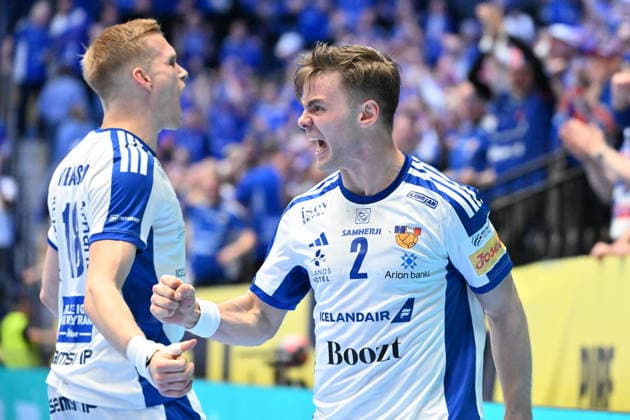 KRISTIANSTAD, SWEDEN 20260118 Iceland s Odinn Rikhardsson celebrates a goal during the 2026 EHF European Men s Handball Championship the EHF Euro 2026 match between Poland and Iceland at Kristianstad Arena, in Kristianstad, Sweden, on January 18, 2026 KRISTIANSTAD SWEDEN x50090x  Copyright: xJohanxNilsson TTx EHF EURO 2026 POLAND-ICELAND