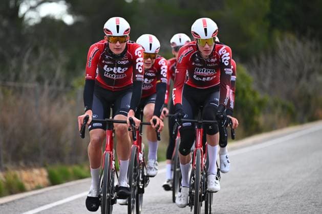 Lotto Intermarche Cycling Team Winter Training Camp 2026 L ALFAS DEL PI, SPAIN - JANUARY 18 : Orins Robin (BEL) of Lotto Intermarche, De Lie Arnaud (BEL) of Lotto Intermarche, Marivoet Duarte (BEL) of Devo Lotto Intermarche pictured during a training session at the Lotto Intermarche UCI World Team winter stage camp at the Albir Garden Resort Hotel as part of the preparation for the new 2026 season on January 18, 2026 in L Alfas del Pi, Spain, 18 01 2026 L Alfas del Pi Spain  Copyright: xVincentxKalutx
