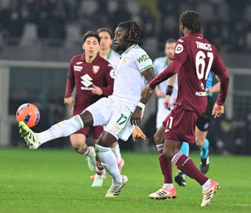 January 18, 2026, Turin, Italy: Roma s Emmanuel Kone in action during the Italian Serie A soccer match Torino FC vs AS Roma at the Olimpico Grande Torino Stadium in Turin, Italy, 18 January 2026 ANSA ALESSANDRO DI MARCO. Serie A: Torino FC Vs AS Roma  - ZUMAa110 20260118_zaf_a110_022 Copyright: xAlessandroxDixMarcox