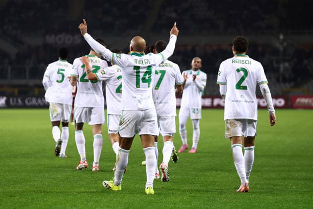 Torino Fc - AS Roma Donyell Malen of AS Roma celebrates after scoring a goal during the Serie A match beetween Torino Fc and AS Roma at Stadio Olimpico on January 21, 2026 in Turin, Italy . Torino Stadio Olimpico Italy Copyright: xMarcoxCanonierox