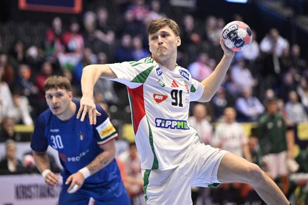 KRISTIANSTAD, SWEDEN 20260118 Hungary s Bence Imre in action during the 2026 EHF European Men s Handball Championship the EHF Euro 2026 match between Italy and Hungary at Kristianstad Arena, in Kristianstad, Sweden, on January 18, 2026 KRISTIANSTAD SWEDEN x50090x  Copyright: xJohanxNilsson TTx EHF EURO 2026 ITALY-HUNGARY