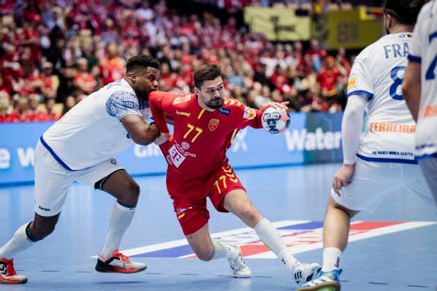 DENMARK EM Men s Handball North Macedonia Portugal North Macedonia s Martin Serafimov during the men s handball match between North Macedonia and Portugal in EHF Euro 2026 group B at Jyske Bank Boxen in Herning on Sunday, January 18, 2026 Photo Sebastian Elias Uth Ritzau Scanpix , Denmark  Copyright: Ritzau Scanpix SebastianxEliasxUthx spdk20260118-201608-L