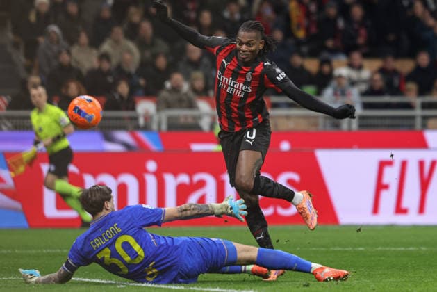 AC Milan™s Rafael Leao score nullified during the Serie A soccer match between A.C Milan. and Lecce at the San Siro Stadium in Milan, Italy - Sunday, January 18, 2026. - Soccer .  Copyright: xStefanoxNicoli LaPressex