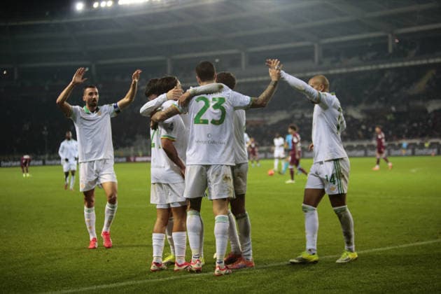 CALCIO - Serie A - Torino FC vs AS Roma Paolo Dybala of AS Roma celebrating with team mates after a goal during the Italian Serie A, 2025 26 season, football match between Torino FC and AS Roma on 18 January 2026, at Stadio Olimpico Grande Torino, Italy. Photo Nderim KACELI Turin Italy  Copyright: xIPAxSport ABACAx