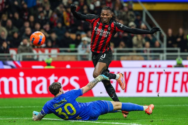 AC Milan vs US Lecce Serie A 2025 26 18 01 2026 Rafael Leao of AC Milan seen in action during Serie A 2025 26 football match between AC Milan and US Lecce at San Siro Stadium in Milan Copyright: xBEAUTIFULxSPORTS Carabellix