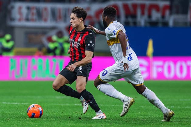 AC Milan vs US Lecce Serie A 2025 26 18 01 2026 Samuel Ricci of AC Milan seen in action during Serie A 2025 26 football match between AC Milan and US Lecce at San Siro Stadium in Milan Copyright: xBEAUTIFULxSPORTS Carabellix