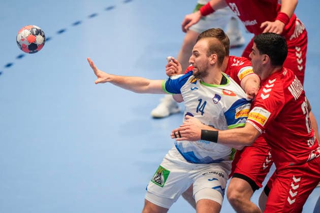 European Handball Championship, Switzerland Slovenia Baerum 20260118 Slovenia s Domen Tajnik during the European Championship handball match between Switzerland and Slovenia in Unity arena Photo Cornelius Poppe NTB Baerum Norway EDITORIAL USE ONLY RESTRICTED USE FOR BETTING COMPANIES  Copyright: xCorneliusxPoppex xNTBx