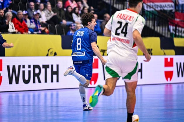 Giacomo Jack Savini of Italy during Men s EHF Euro 2026 - Italy vs Hungary, Handball match in Kristianstad, Sweden, January 18 2026  Copyright: xLuigixCanu IPAxSportx xipa-agency.netx xx IPA_70267543 IPA_Agency_IPA70267543