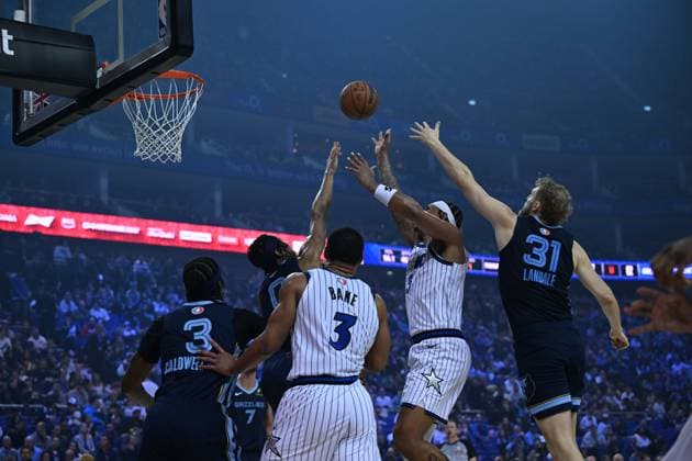 Orlando Magic v Memphis Grizzlies - NBA, Basketball Herren, USA London 2026 LONDON, UNITED KINGDOM - JANUARY 18: Desmond Bane (3) of Orlando Magic in action during the NBA London 2026 game between the Orlando Magic and the Memphis Grizzlies at O2 Arena in London, United Kingdom, on January 18, 2026. Rasid Necati Aslim Anadolu London United Kingdom. Editorial use only. Please get in touch for any other usage.  Copyright: x2026xAnadoluxRasidxNecatixAslimx