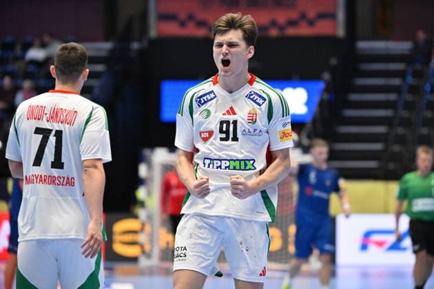 KRISTIANSTAD, SWEDEN 20260118 Hungary s Bence Imre after a goal during the 2026 EHF European Men s Handball Championship the EHF Euro 2026 match between Italy and Hungary at Kristianstad Arena, in Kristianstad, Sweden, on January 18, 2026 KRISTIANSTAD SWEDEN x50090x  Copyright: xJohanxNilsson TTx EHF EURO 2026 ITALY-HUNGARY