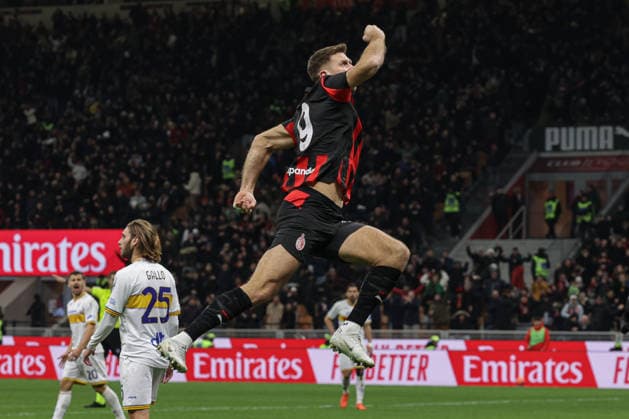 AC Milan™s Niclas Fullkrug celebrates after scoring goalduring the Serie A soccer match between A.C Milan. and Lecce at the San Siro Stadium in Milan, Italy - Sunday, January 18, 2026. - Soccer .  Copyright: xStefanoxNicoli LaPressex