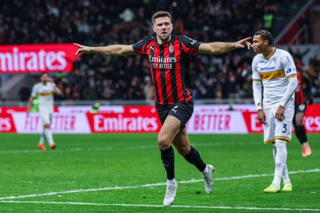 AC Milan vs US Lecce Serie A 2025 26 18 01 2026 Niclas Fullkrug of AC Milan celebrates after scoring a goal during Serie A 2025 26 football match between AC Milan and US Lecce at San Siro Stadium in Milan Copyright: xBEAUTIFULxSPORTS Carabellix