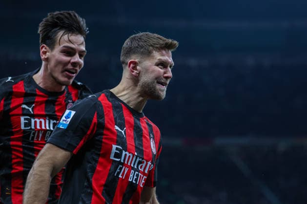 AC Milan vs US Lecce Serie A 2025 26 18 01 2026 Niclas Fullkrug of AC Milan celebrates after scoring a goal during Serie A 2025 26 football match between AC Milan and US Lecce at San Siro Stadium in Milan Copyright: xBEAUTIFULxSPORTS Carabellix