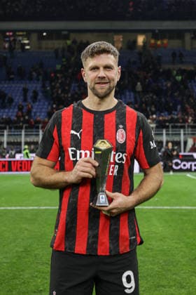 AC Milan™s Niclas Fullkrug panini MVP during the Serie A soccer match between A.C Milan. and Lecce at the San Siro Stadium in Milan, Italy - Sunday, January 18, 2026. - Soccer .  Copyright: xStefanoxNicoli LaPressex