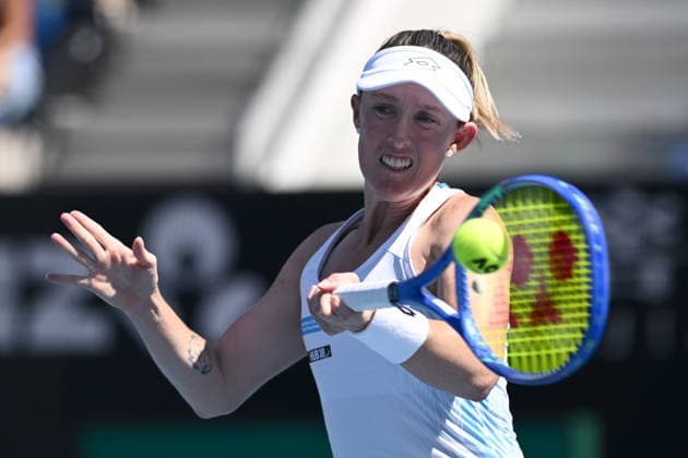 TENNIS AUSTRALIAN OPEN, Storm Hunter of Australia in action during the Women™s 1st round match againstJessica Bouzas Maneiro of Spain on day 2 of the 2026 Australian Open tennis tournament at Melbourne Park in Melbourne, Monday, January 19, 2026. ( NO ARCHIVING MELBOURNE VICTORIA AUSTRALIA  Copyright: xJOELxCARRETTx 20260119126570714088