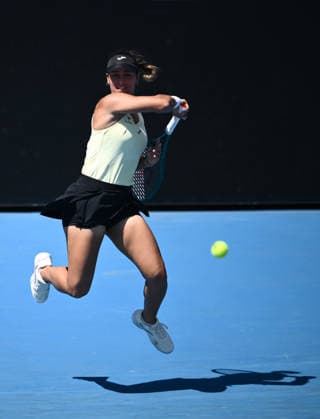 TENNIS AUSTRALIAN OPEN, Jessica Bouzas Maneiro of Spain in action during the Women™s 1st round match against Storm Hunter of Australia on day 2 of the 2026 Australian Open tennis tournament at Melbourne Park in Melbourne, Monday, January 19, 2026. ( NO ARCHIVING MELBOURNE VICTORIA AUSTRALIA  Copyright: xJOELxCARRETTx 20260119163286078472