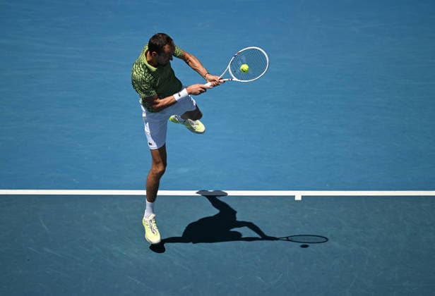 TENNIS AUSTRALIAN OPEN, Danill Medvedev of Russia in action during the Men™s 1st round match against Jesper De Jong of Netherlands on day 2 of the 2026 Australian Open tennis tournament at Melbourne Park in Melbourne, Monday, January 19, 2026. ( NO ARCHIVING MELBOURNE VICTORIA AUSTRALIA  Copyright: xLUKASxCOCHx 20260119139787868756