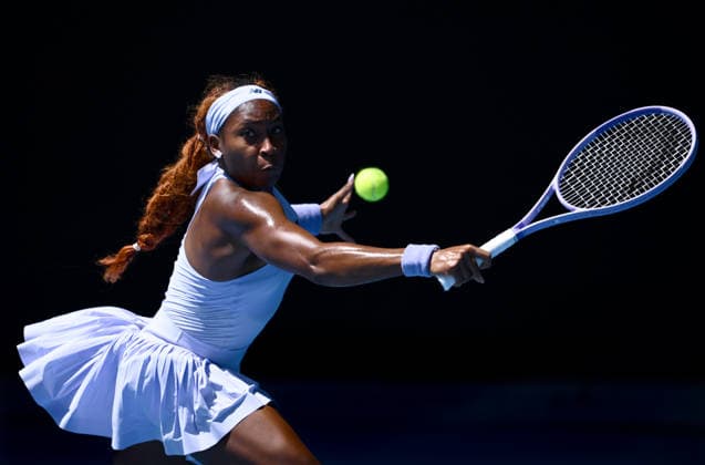 TENNIS AUSTRALIAN OPEN, Coco Gauff of USA in action during the Women™s 1st round match Kamilla Rakhimova of Uzbekistan on day 2 of the 2026 Australian Open tennis tournament at Melbourne Park in Melbourne, Monday, January 19, 2026. ( NO ARCHIVING MELBOURNE VICTORIA AUSTRALIA  Copyright: xJOELxCARRETTx 20260119145426093986