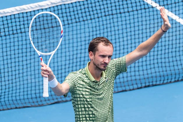January 19, 2026: 11th seed DANIIL MEDVEDEV of the Russian Federation celebrates after defeating JESPER DE JONG of the Netherlands on Margaret Court Arena in a Men s Singles 1st round match on day 2 of the 2026 Australian Open in Melbourne, Australia. MEDVEDEV won 75 62 76. Cal Media Melbourne Australia - ZUMAc04_ 20260119_faf_c04_031 Copyright: xSydneyxLowx