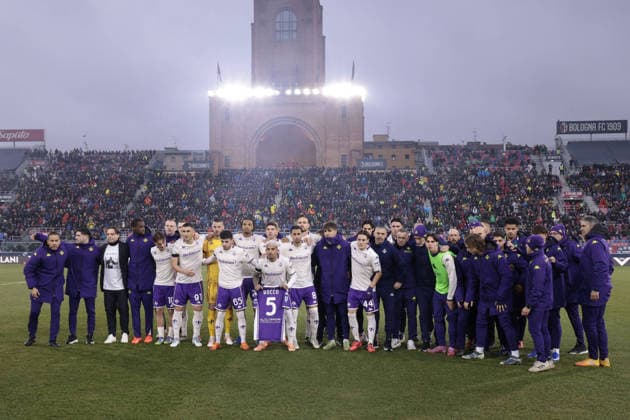 CALCIO - Serie A - Bologna FC vs ACF Fiorentina the Fiorentina players remember president Rocco Commisso, who recently passed away before during the match of 6th day of the Serie A Championship between Bologna FC vs ACF Fiorentina at the Renato dall Ara Stadium on 15 January 2026 in Bologna, BO. Bologna Italy  Copyright: xIPAxSport ABACAx