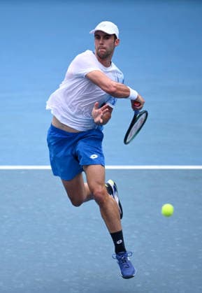 TENNIS AUSTRALIAN OPEN, Laslo Djere of Serbia in action during the Men™s 1st round match against Stan Warwrinka of Switzerland on day 2 of the 2026 Australian Open tennis tournament at Melbourne Park in Melbourne, Monday, January 19, 2026. ( NO ARCHIVING MELBOURNE VICTORIA AUSTRALIA  Copyright: xJOELxCARRETTx 20260119161521199245