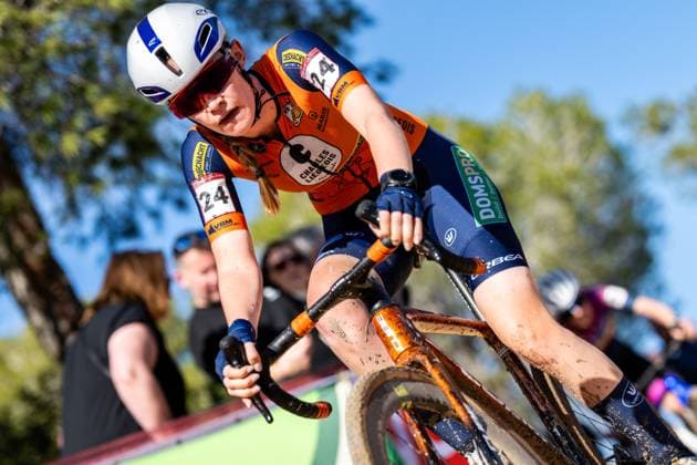 Belgian Julie Brouwers pictured in action during the women s Elite race at the cyclocross cycling event in Benidorm, Spain, Sunday 18 January 2026, stage 10 12 in the UCI World Cup competition. DAVIDxPINTENS  x156943109x