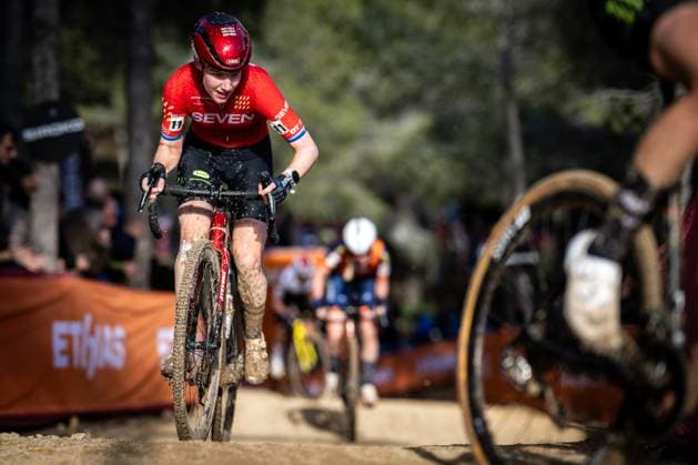 Dutch Annemarie Worst pictured in action during the women s Elite race at the cyclocross cycling event in Benidorm, Spain, Sunday 18 January 2026, stage 10 12 in the UCI World Cup competition. DAVIDxPINTENS  x156943413x