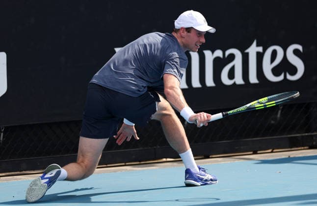2026-01-19 2026 Australian Open - Day 2 MELBOURNE, AUSTRALIA - JANUARY 19: Botic van de Zandschulp of the Netherlands in action during Day 2 of the Australian Open at Melbourne Park on January 19, 2026 in Melbourne, Australia. (Photo by BSR Agency) Melbourne Australia Content not available for redistribution in The Netherlands directly or indirectly through any third parties. Copyright: xBSRxAgencyx