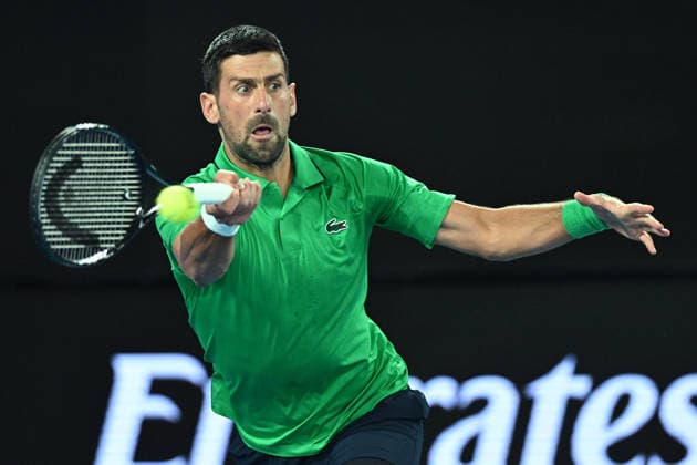 TENNIS AUSTRALIAN OPEN, Novak Djokovic of Serbia in action during the Men™s 1st round match against Pedro Martinez of Spain on day 2 of the 2026 Australian Open tennis tournament at Melbourne Park in Melbourne, Monday, January 19, 2026. ( NO ARCHIVING MELBOURNE VICTORIA AUSTRALIA  Copyright: xJAMESxROSSx 20260119176752297971