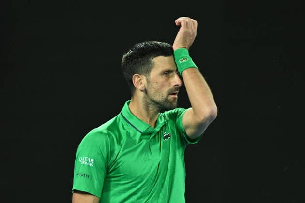 TENNIS AUSTRALIAN OPEN, Novak Djokovic of Serbia reacts during the Men™s 1st round match against Pedro Martinez of Spain on day 2 of the 2026 Australian Open tennis tournament at Melbourne Park in Melbourne, Monday, January 19, 2026. ( NO ARCHIVING MELBOURNE VICTORIA AUSTRALIA  Copyright: xJAMESxROSSx 20260119113877648258