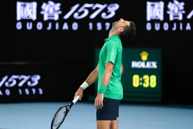 Novak Djokovic reacts during his first round matchNovak Djokovic during his first round match Australian Open tennis tournament, Day Two, Melbourne Park, Australia - 19 Jan 2026Melbourne Melbourne Park Victoria (VIC) Australia  Copyright: xRachelxBach Shutterstockx 16303002eu