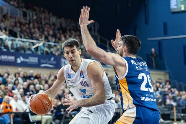 Jure Planinic SYNTAINICS MBC, 44 GER, Rostock Seawolves vs SYNTAINICS MBC, easycredit BBL, Basketball, Bundesliga, Matchday 16, Season 2025 2026, 18 01 2026 GER, Rostock Seawolves vs SYNTAINICS MBC, easycredit BBL, Basketball, Bundesliga, Matchday 16, Season 2025 2026, 18 01 2026 Rostock Copyright: xEibner-Pressefoto DenverxEhrlichx EP_DEH