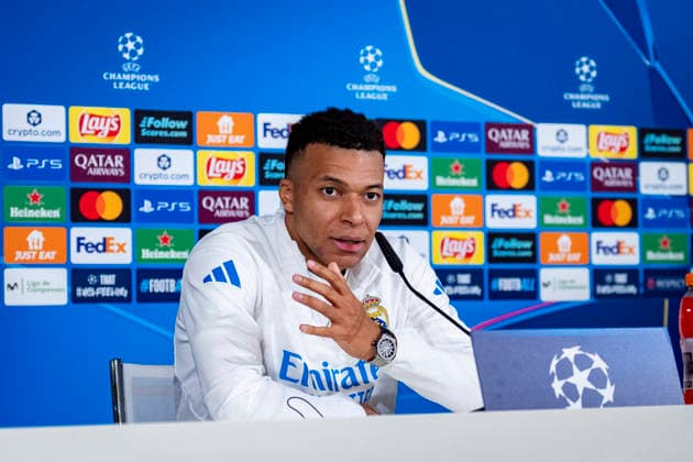 Real Madrid C.F. Training Session And press conference, PK, Pressekonferenz - UEFA Champions League 2025 26 League Phase MD7 Kylian Mbappe of Real Madrid speaks during the Press Conference ahead of the UEFA Champions League 2024 25 match against AS Monaco at Ciudad Real Madrid on January 19, 2026 in Madrid, Spain. Valdebebas Ciudad Real Madrid Madrid Spain Copyright: xAlbertoxGardinx AGardin_20260119_Foot_Champ_ReaMad_Press_0865