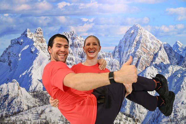 Minerva Fabienne Hase und Nikita Volodin (GER), Eiskunstlauf,Paarlauf.Paarlaeufer vor Alpenkulisse, Dolomiten. Einkleidung Team Deutschland fuer die Winterspiele 2026 in Mailand und Cortina am 19.01.2026, *** Minerva Fabienne Hase and Nikita Volodin GER , figure skating,pair skating pair skaters in front of alpine scenery, Dolomites Dressing Team Germany for the 2026 Winter Games in Milan and Cortina on 19 01 2026,